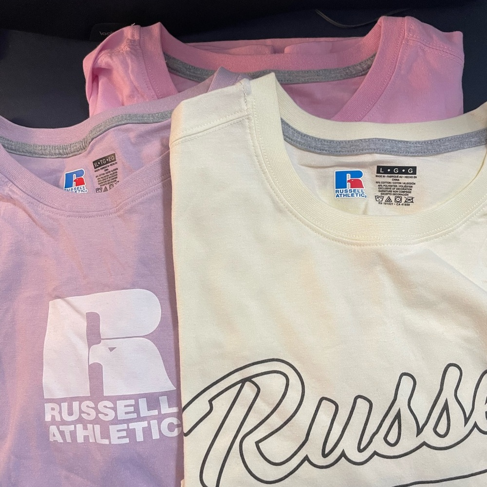 Russell Athletic Women’s light Purple, Pink and Cream Shirts NWT